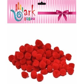 RED Fluffy pom poms 10mm - Pack of 100 by arkCRAFT