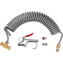 Torque Heavy Duty Air Seat Blow Gun Kit 1/4'' NPT with 2 Nozzle Tips, 11.5 Feet Nylon Coil Air Hose with High Pressure 90 PSI for Trucks and Semi Trucks (TR63050G)