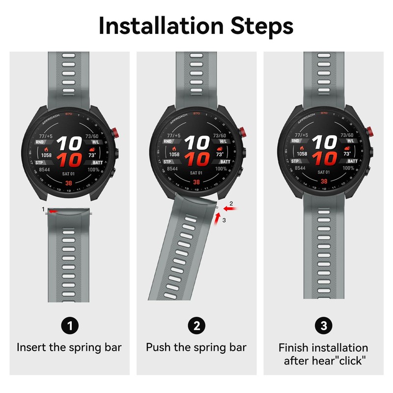 ISABAKE for Garmin Approach S70 47mm Watch Band, 22mm Soft