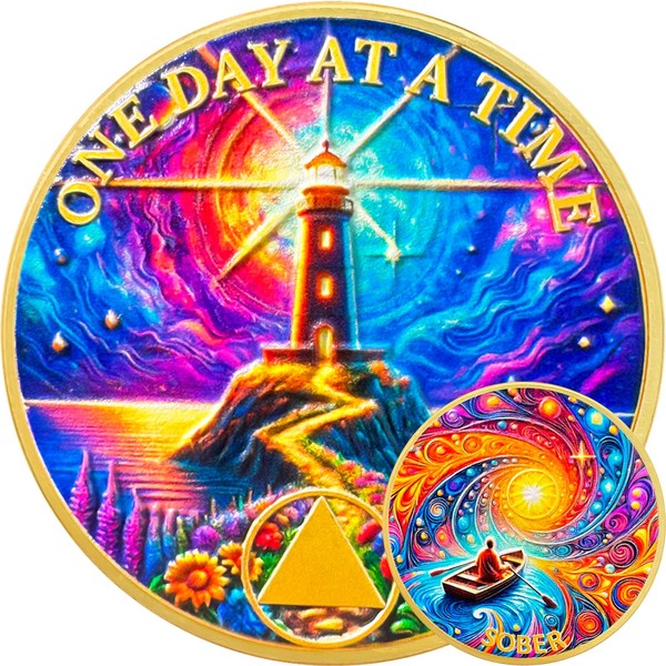 AtSKnSK Dream Lighthouse Sobriety Chips Fantasy Boat Sobriety Coin NA