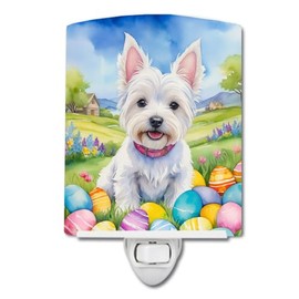 Caroline's Treasures Westie Easter Egg Hunt Ceramic Night Light Compact, UL-Certified, Ideal for Bedroom, Bathroom, Nursery, Hallway, Kitchen, 6x4x3, Multicolor