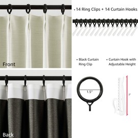 Treatmentex Natural Beige Pinch Pleated Blackout Curtains for Living Room, 95% Light Blocking Linen Textured Look Pleated Drapes with Hooks and Rings for Bedroom (40" Wx90 L, 2 Panels, Moon Grey)