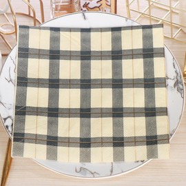 Besalily Classic Plaid Napkins Paper 20-Count/33x33cm/2-Ply Printed Disposable Paper Dinner Napkins Hotel Restaurant Office Party Event Ceremony