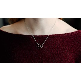 Rosa Vila Caffeine Molecule Necklace, 925 Sterling Silver, Coffee Necklace, Coffee Lover Jewelry for Women, Coffee Gifts for Women, Coffee Lovers Gifts