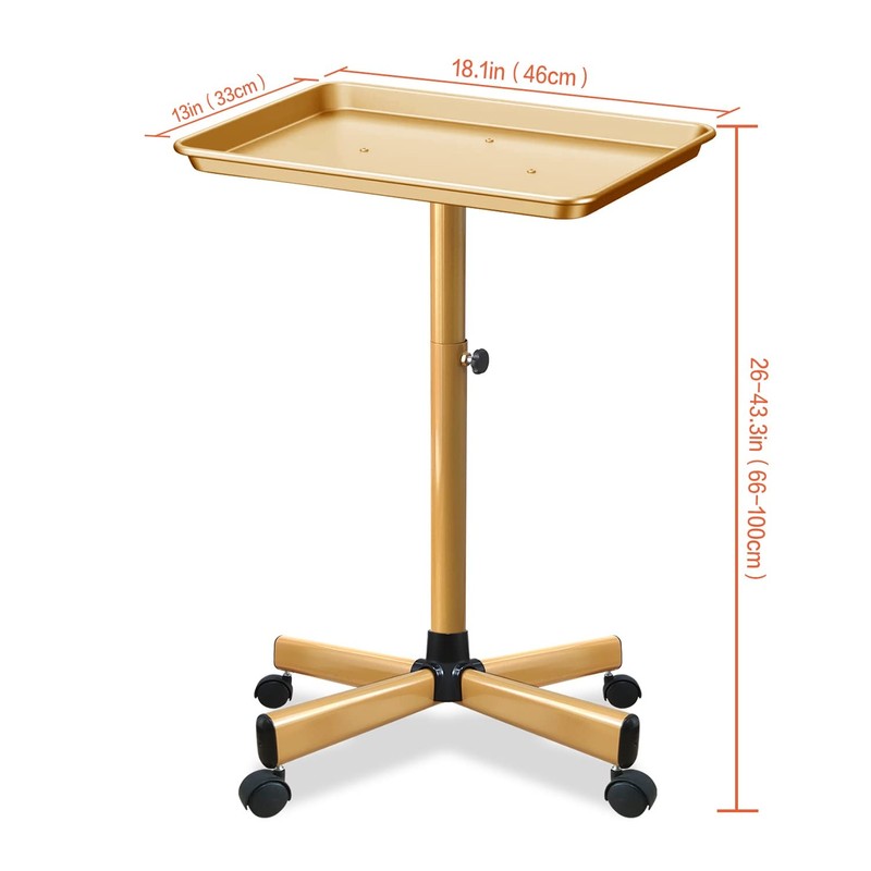 Chetunju Colden Salon Tray, Salon Rolling Tray Cart with Wheels,