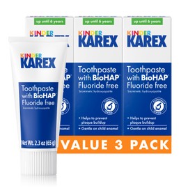Kinder Karex Hydroxyapatite Kids Toddler Toothpaste I Fluoride Free I Clinically Tested I 2.3 oz (Pack of 3)