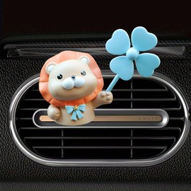 UHANBUT Lion Car Air Fresheners Vent Clips, Cute Rotating Windmill Dashboard Air Vent Trim Clip Accessories, Creative Cartoon Auto Aroma Diffuser Interior Decoration for Car (Lion)