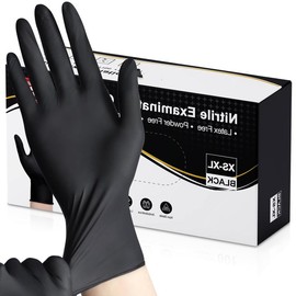 100PCS Nitrile Exam Gloves, Black Latex Free Powder Free Disposable Gloves for Medical, Cooking, Cleaning, and Food Prep:_Medium