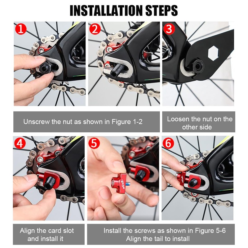 Saipor 2pcs Bicycle Chain Tensioner Adjuster Aluminum Alloy Chain Fastener