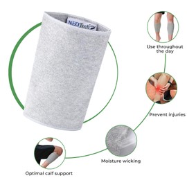 NeoTech Care Calf Compression Sleeve for Calves Support or Shin Splint (Gray Color, Size M, 1 Unit)