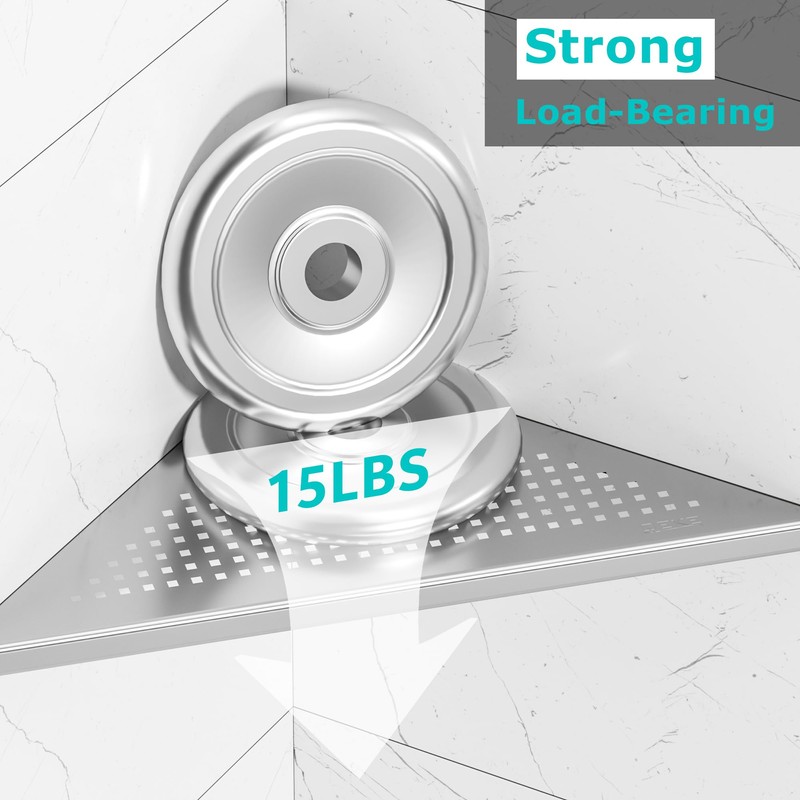 Qeke Bathroom Corner Shelf, Recessed 12" Shower Shelf Caddy, SUS304