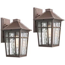Darkaway Large Outdoor Sconce Lights Wall Light Fixtures,14inch Exterior Porch Light Outdoor Sconce Anti-Rust Outside Light with Water Ripple Glass for Patio Yard Garage, 2 Pack