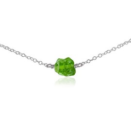 Peridot Raw Nugget Choker in Stainless Steel