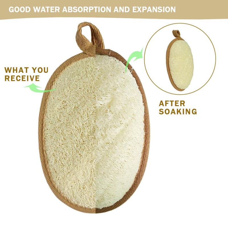 Natural Loofah Sponge - Exfoliating Body Scrub, Real Bath Scrubber