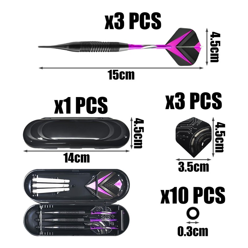 JTMKYO 1 Set Plastic Tip Darts Soft Dart Set Accessories