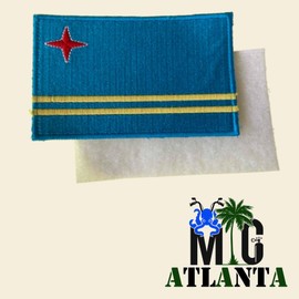 Aruba Flag Embroidered Patch National Emblem Patches by MIG Atlanta (Hook and Loop, 5"x3")