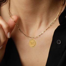 SLOONG 14K Gold Plated Butterfly Pendant Necklace Hidden Message Necklace Spread Your Wings Delicate Gift for Women Adult