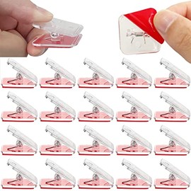 20 Pieces Self Adhesive Clips, Wall Clips,Tapestry Hangers,Photo Holders for Paper Flag Hanger,Sticky Clip for Teachers,Double-Sided Adhesive Spring Clip for Poster Home Office Rope