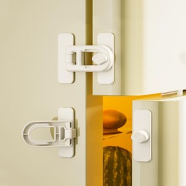 ZEWZE Child Lock, Refrigerator Lock, Set of 2, Earthquake Prevention, No Drilling Required, Easy Installation, Baby Guard, Children's Safety, Stopper, Door Lock, Tamper Prevention, Suitable for