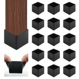 HARSKIYER 16pcs Black Chair Leg Caps, 1" x 1" Rubber Square Feet Furniture Table Chair Leg Foot Cover Caps Feet Pads Floor Protectors