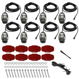 Winunite 8 Pods Quick Connect White Rock Lights, 30 Full Angle SMD Chips, 4M Extension Wires Each Light, 6000K Pure White, High Adhesive Stickers, IP67 Waterproof Fits for Trucks Trailer SUV ATV UTV