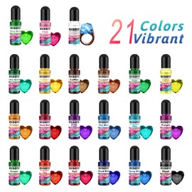 Epoxy Resin Pigment - 21 Colors Liquid Clear Epoxy Resin Colorant, 6 Colors Resin Glitter, Highly Concentrated Epoxy Resin Dye for DIY Jewelry Making, Resin Crafts(6ml Each)