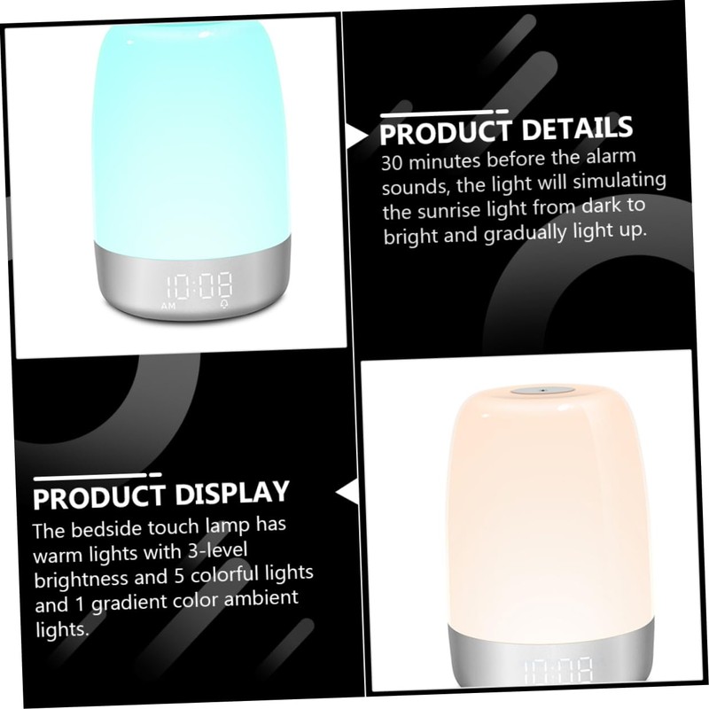 Alipis Timed Led Alarm Clock Light Wake up Night Lamp