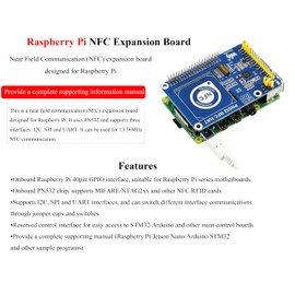 PN532 NFC HAT Compatible with Raspberry Pi 5/ 4B/3B+/3B/2B/A+/Zero W/WH/Zero 2 W/Pico/Pico 2W, PN532 Chip, Support Multi NFC/RFID Cards, 13.56 MHz Band, I2C, SPI, and UART Interfaces
