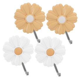 JOINPAYA 4pcs Daisy Sticky Hook Flower Coat Hooks Wall Mount Clothes Rack Hangers Kids Clothes Hanger Kid Room Decor Floral Hooks Tieback Hooks Children's Room Stainless Steel Towel Hook