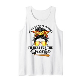 Softball My Sister Plays Softball I'm Here For The Snacks Tank Top