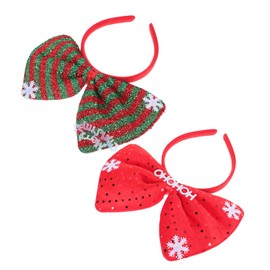 TOVINANNA 2pcs Xmas Bowknot Hair Hoops for Women Festive Holiday Headbands Cute Decorative Headwear for Christmas Parties and Gatherings and Designs