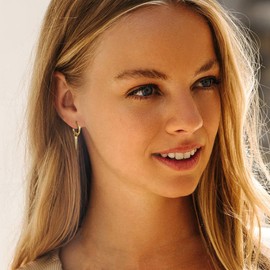 VALDEAS Spike Dangle Drop Hoop Earrings 14K Gold Plated Sterling Silver Dainty CZ Hoop Earrings for Women Men Cartilage Tragus Helix Hoop Earrings(Gold)