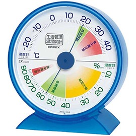 Empex Meteorological Thermometer, Hygrometer, Lifestyle Management Thermometer, Hygrometer, Stand-alone Use, Made in Japan, Clear Blue TM-2426