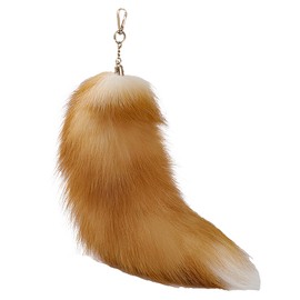 Fluffy Fur Wolf Tail Keychain Black Red Purple Fox Tail Key Chain Cosplay Toy Costume Keyring for Women (Orange)