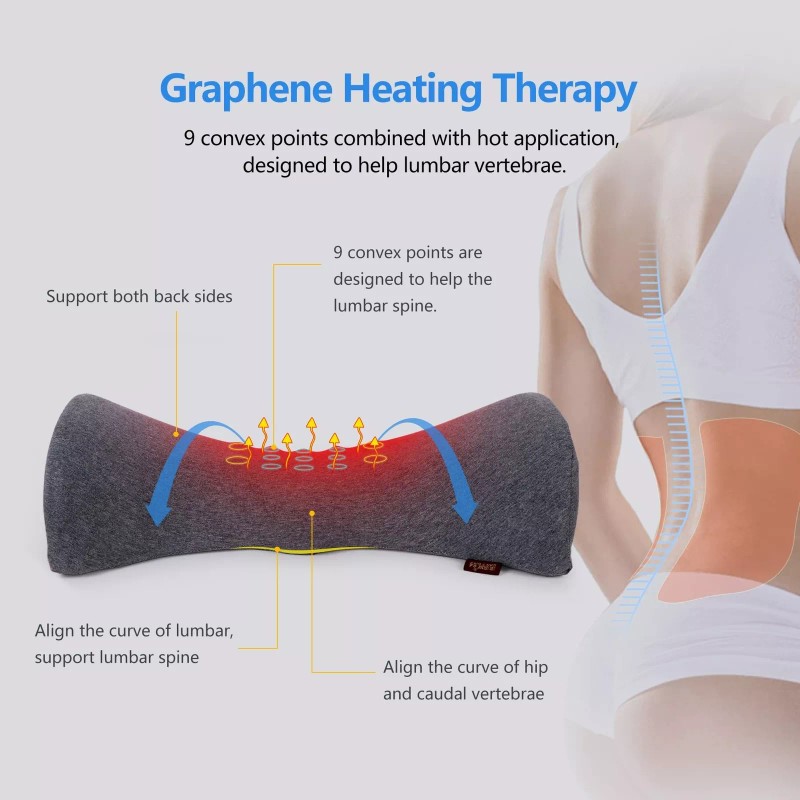 Cozyhealth Lumbar Support Pillow for Sleeping, Heated Lower Back Pillow
