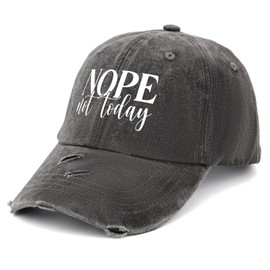 Generic Nope Not Today Hat for Womens Washed Distressed Baseball Caps Low Profile Washed Running hat Light Weight, Allblack