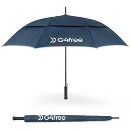 G4Free Strongest Golf Umbrella with Full Carbon Fiber, Well-constructed & Super Lightweight & Windproof Double Vented Mesh Canopy Large 62 Inch Oversized Stick Umbrellas for Rain Sun, Automatic Open