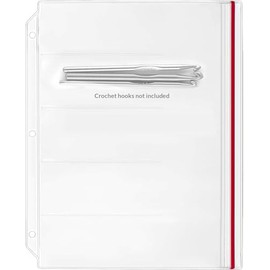StoreSMART – Zipper Binder Page for Crochet Hooks, Five Pockets - 50-Pack - (DP600-5-HOOK-50)