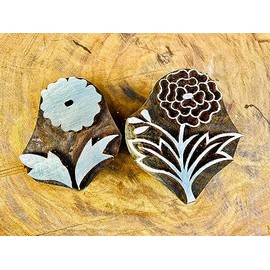 Wooden Block Stamp Floral Handmade Pailsly Patterned Blocks, Combo Set of 2, Textile Printing Equipment, Home & Office Decor, Cookies & Henna
