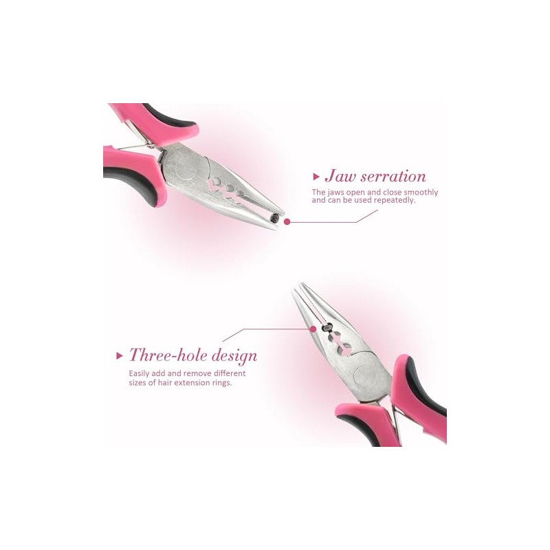 Nano Bead Tool, 3 Pcs Professional Hair Extension Pliers Kit