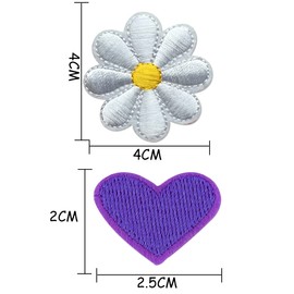 LEEQBCR 40 Pieces Iron on Patches Clothes Iron on Mini Patches Colorful Heart Patches for Embellishment and Repair Clothing/Decoration Crafts (Color), silver
