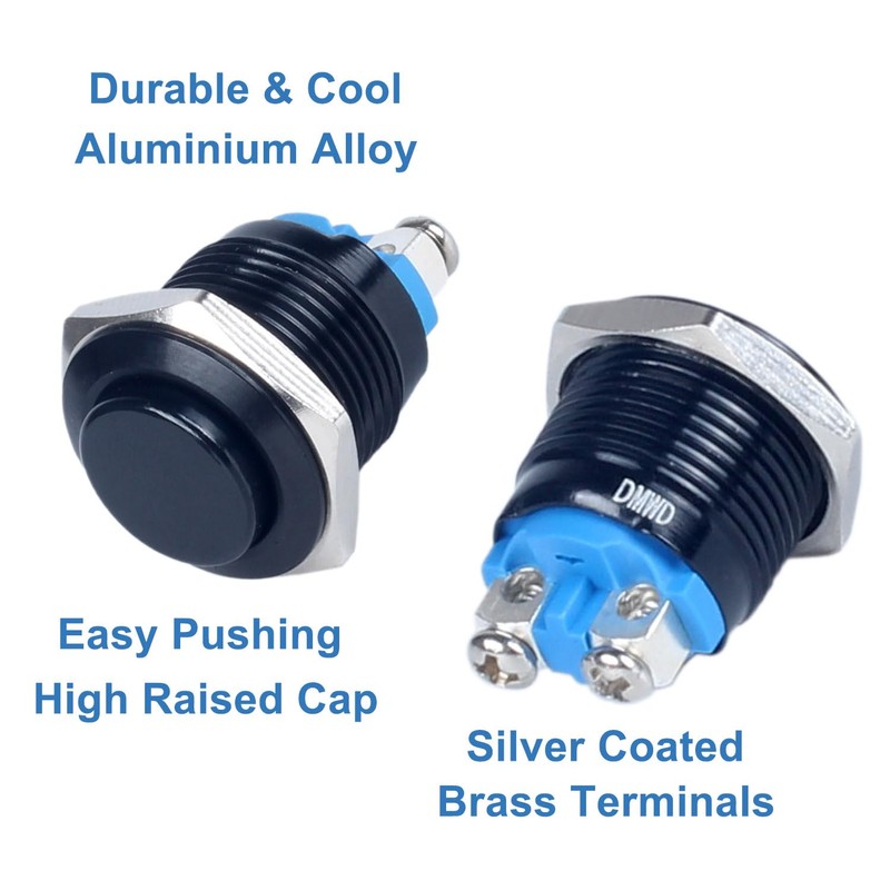 DMWD 2-Pack 16mm Metal Momentary Push Button Switch Screw Terminals