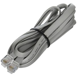 RJ11 6P6C Modular Flat Phone Cable, Silver, 7 Feet