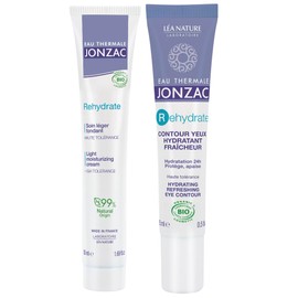 Eau Thermale Jonzac® Rehydrate Facial Routine - Light Fondant Care (50 ml) + Fresh Eye Contour (15 ml) Protects the Skin 24 Hours Moisture Hyaluronic Acid 99% Natural Origin