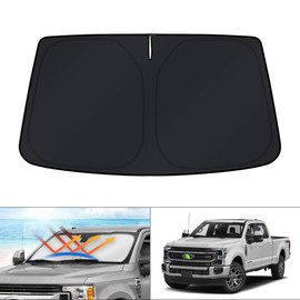 KUST Windshield Sun Shade Custom Fit for 2017-2024 2025 2026 Ford Super Duty F250 F350 F450 F550 Window Accessories Shade Windshield Foldable Heat Shield Block UV Rays