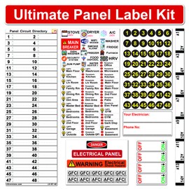 Littversions Ultimate 48 Circuits Bidirectional Breaker Directory Label Kit with Colored Icons & Panel Markers for All Electrical Panel Strong Adhesive Durable Long Lasting Reusable Vinyl Waterproof