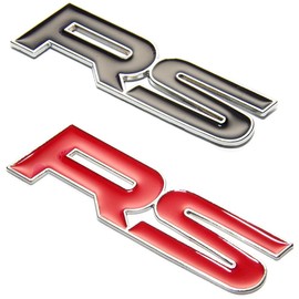 CarOver [3D Metal] Universal RS Sticker Racing 3D Sports Car Decal Sticker Cool Letter Logo Stylish English Motorcycle CO-RS-RD
