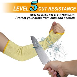 Kevlar Cut and Heat Resistant Sleeves,18 inch Long Breathable Kevlar Arm Sleeves with Thumb Holes, Protective Arm Guide Anti Fire Burn Spark for Men Women Welding,Gardening,Mechanic Work(1 Pair)