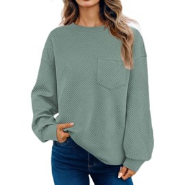 Dokotoo Women's Casual Long Sleeve Crew Neck Oversized Sweatshirt Business Work Spring Tops Shirts Tunic Tee 2025 Fall Stretch Texture Lightweight Blouse Fashion Trendy Pullover Knit Canton Small