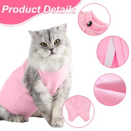 Tibapla Cat Recovery Suit Kitten After Surgery Onesie Surgery Recovery Suit E-Collar Alternative for Cats and Dogs Anti-licking Surgery Recovery Suit for Abdominal Wounds or Skin Diseases (Pink, S)